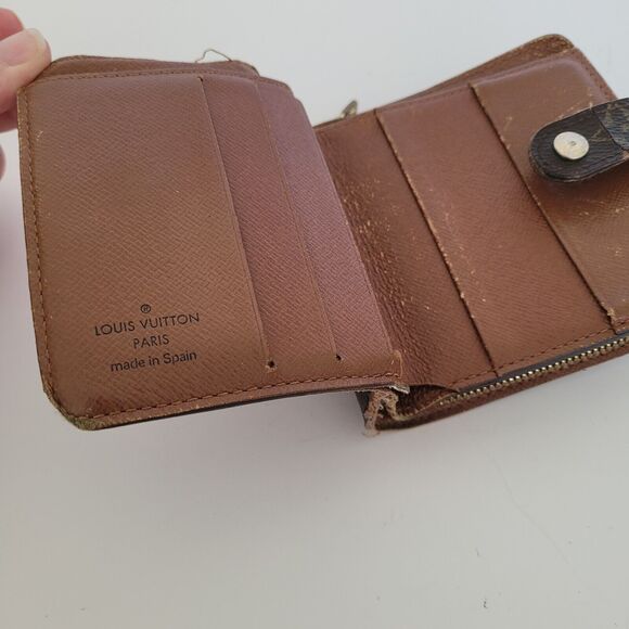 LOUIS VUITTON LV Bifold Zippy Compact Wallet Brown Medium Purse Monogram Vintage - Picture 3 of 12